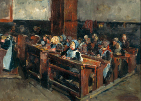 1900-schoolklas geschilderd door Eduard Frankfort
