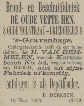 18831120-Haagsche Courant-Depothouder ontslagen