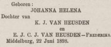 18980624-Middelburgsche Courant - geboorte Johanna