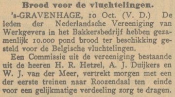 19141010-Arnhemse Courant-Brood voor vluchtelingen