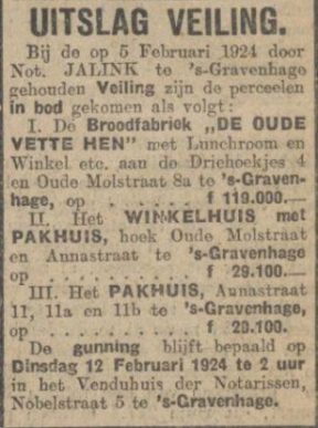 19240209- Algemeen Handelsblad - uitslag veiling